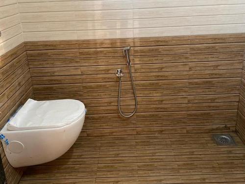 a bathroom with a toilet and a shower at Hiran Holidays in Sasan Gir