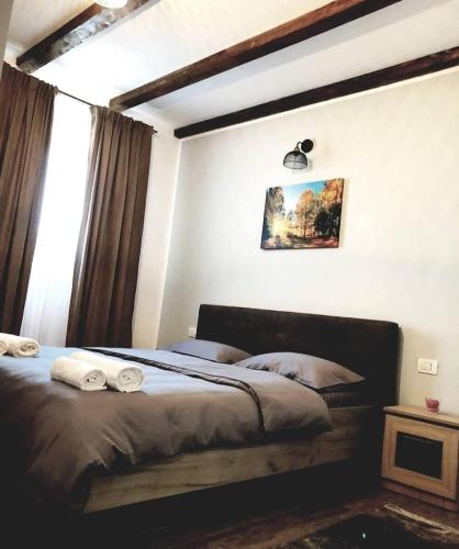 a bedroom with a large bed and a window at Vila Francisca10 in Alba Iulia