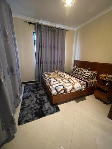 a bedroom with a bed and a window in it at Kamur Homes Apartment in Dodoma
