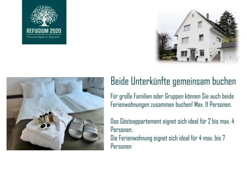 a flyer for a house with a bed and shoes at Refugium 2020 in Marienheide