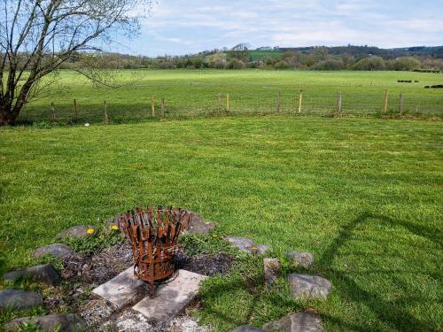 a yard with a field with a fence and a basket in the grass at Rosie - Uk49025 in Pencarreg