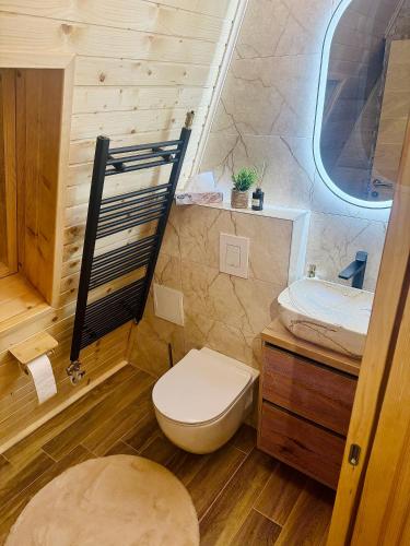 a small bathroom with a toilet and a sink at Villa Antonela Kupres in Kupres