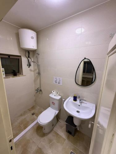 a bathroom with a toilet and a sink at Makank Jo in Aqaba