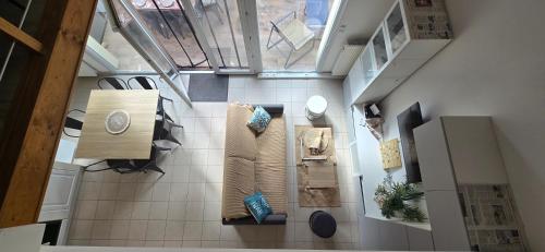 an overhead view of a living room in a house at L eden Maison en Camargue in Salin-de-Giraud