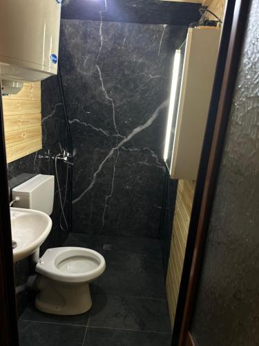 a bathroom with a toilet and a sink at Camping Temali T&M in Arrëz