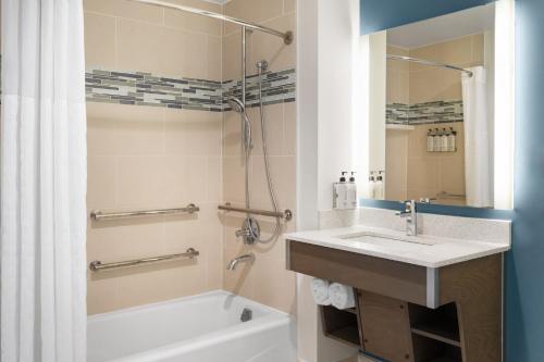 a bathroom with a sink and a tub and a shower at EVEN Hotel Brooklyn by IHG in Brooklyn