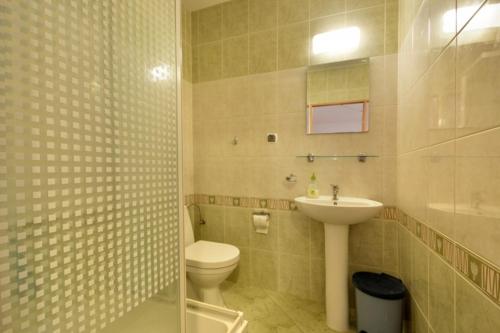 a bathroom with a toilet and a sink at Agroturystyka Nad Hańcza in Błaskowizna