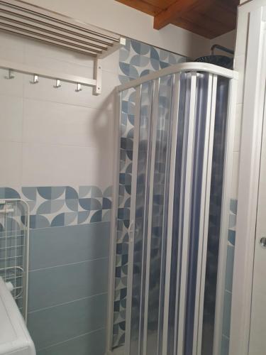 a shower with a glass door in a bathroom at Dimora Li Vinti in Cicciano