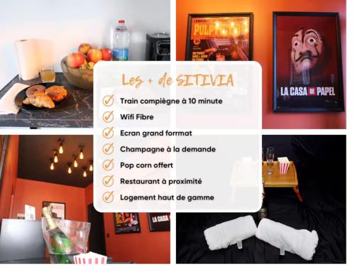 a collage of photos with a picture of a room at Cinéma Privé-Compiègne - Sitivia in Margny-lès-Compiègne