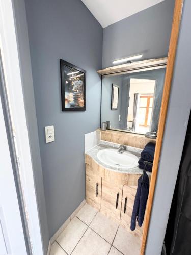 a bathroom with a sink and a mirror at Studios modernes & confort à Valence, Drôme in Valence