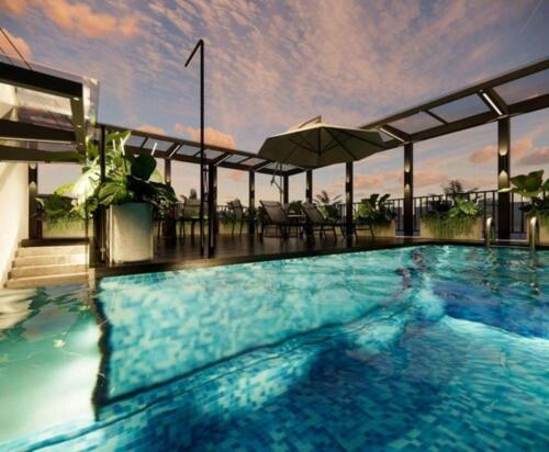 a large swimming pool on top of a building at Citadines Connect Bertam Georgetown Penang in George Town