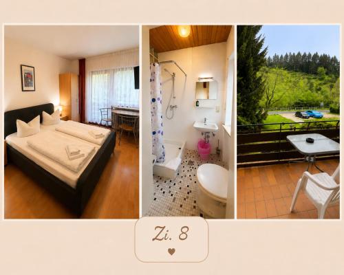 a collage of three pictures of a hotel room at Schatzn Hof Landgasthaus in Pottenstein