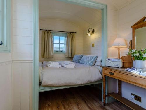 a bedroom with a bed with a large mirror at 1 Bed in Conwy oc-79464 in Conwy
