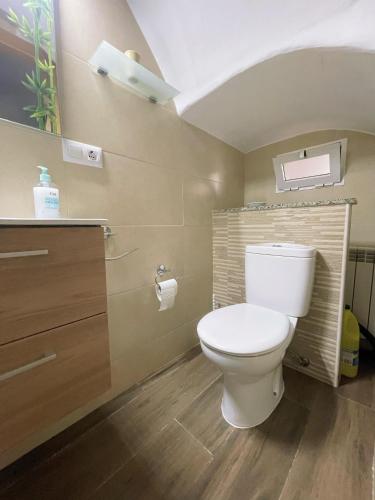 a bathroom with a white toilet in a room at Casa junto al mar in Vinarós