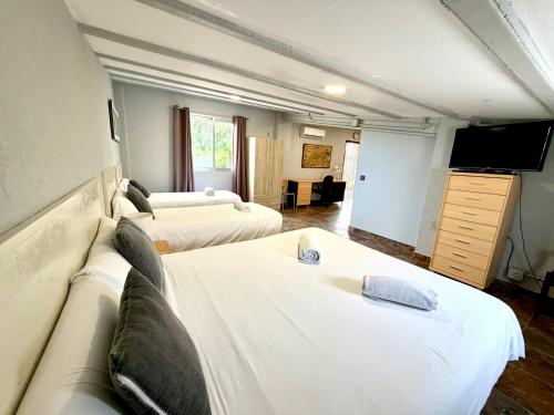 a living room with two beds and a television at Mas de la Maria in Cambrils