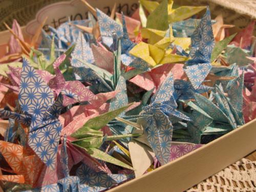 a box full of origami stars on a table at Okayama View Hotel in Okayama