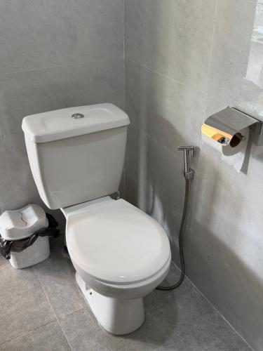 a bathroom with a white toilet in a room at Mountain Paradise in Merisi 2 in Merisi
