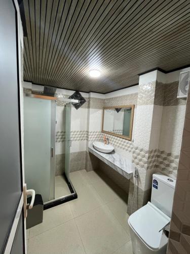a bathroom with a toilet and a sink at CHILLY CHALET Cabana in Nuwara Eliya