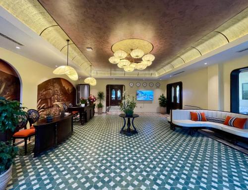 a lobby of a hotel with a waiting room at Tam Coc Holiday Hotel & Spa in Ninh Binh