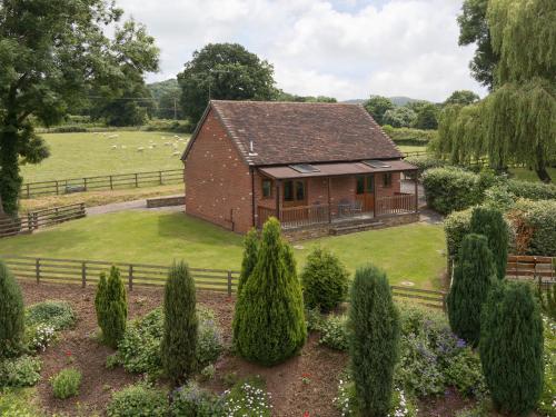 an aerial view of a house in a garden at Parkers Lodge in Mathon