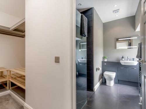 a bathroom with a toilet and a sink at Formans Lodge in Musselburgh