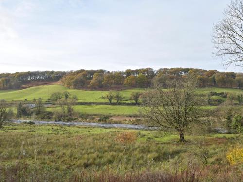 a green field with a river in the middle at West Lodge - Uk7137 in Newton Stewart