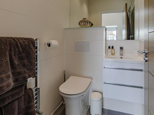 a small bathroom with a toilet and a sink at Nursery Mews in Whitstable