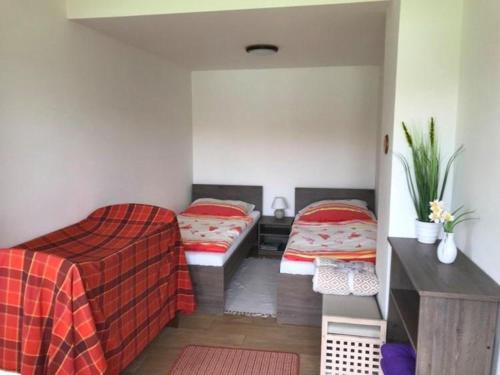 a room with two beds in a room at Chalupa U Vinaře in Radějov
