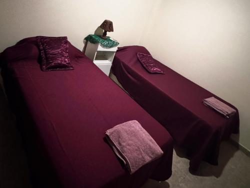 two beds sitting next to each other in a room at Depto Clarita in Belén