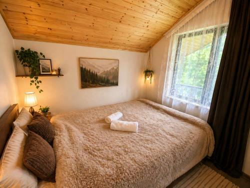 a bedroom with a large bed and a window at Galaluxe in Tʼeghut