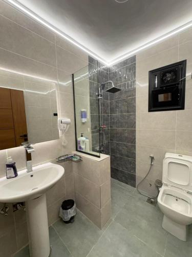 a bathroom with a sink and a toilet at Luxury Stay in Cairo in Sheikh Zayed