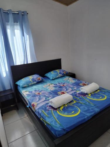 a bed with two pillows on top of it at El Gato de la Jungla in Lagunillas