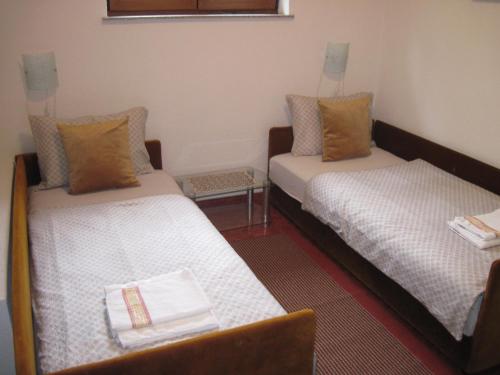 a room with two beds and a table at Apartment Yasica in Izačić