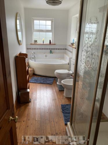 a bathroom with a tub and a toilet and a bath tub at Room Stay 4 in Corran Cross Roads
