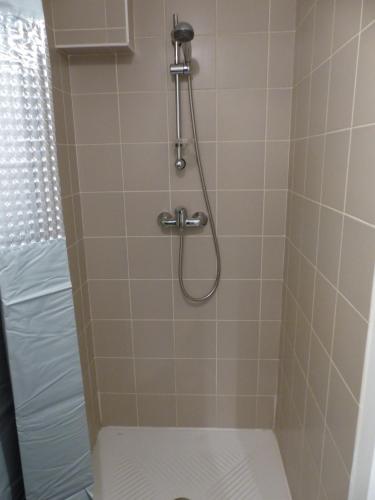 une douche avec pommeau de douche dans une salle de bain dans l'établissement Appartement Plein Centre Avignon, à Avignon