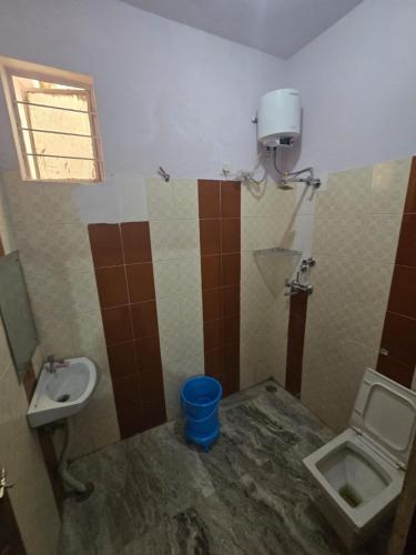 a bathroom with a toilet and a sink at Basuki Hotel in Jaipur