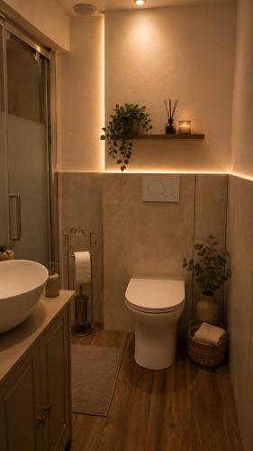 a bathroom with a toilet and a sink at Spa & Relax in Cairo Montenotte