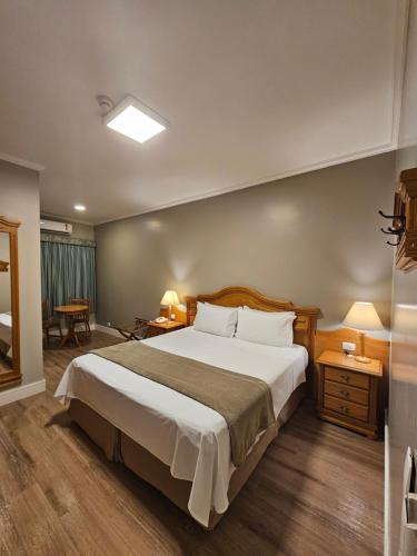 a bedroom with a large bed in a room at Pousada Villaggio Itália in Campos do Jordão