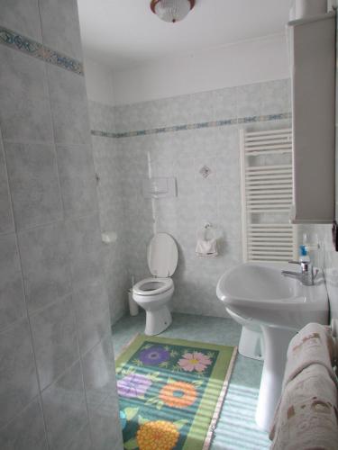 a bathroom with a toilet and a sink at Residence Du Chateau in Fenis
