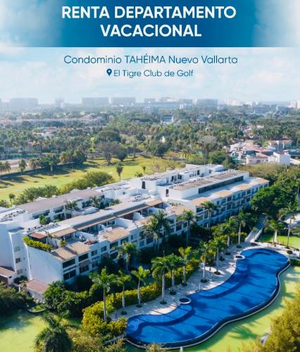 a view of a resort with a water park at Departamento Taheima Nuevo Vallarta in Nuevo Vallarta