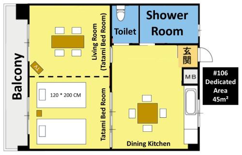 a floor plan of a house at Green Hights Residence-106 in Naha
