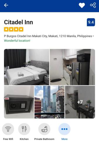 a collage of pictures of a hotel room at Citadel Inn in Manila