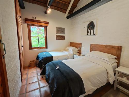 a bedroom with two beds and a window at Chalcedony in McGregor