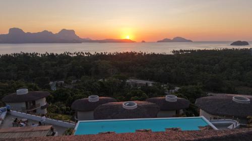 a view of the sunset from the resort at Atalaya Resort El Nido in El Nido