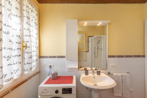 a bathroom with a sink and a shower at Piccolo Paradiso - Riparbella in Riparbella