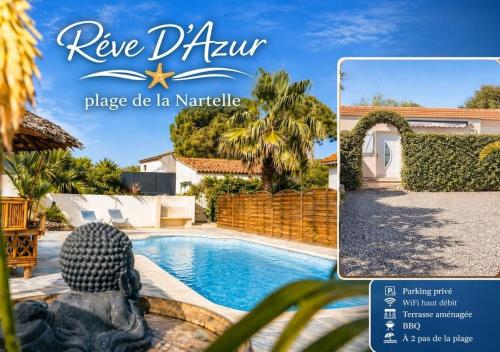 plage de la Nartelle T3 de 35m2 - piscine partagée -Parking - BBQ - 2 Chambres 2 Salle de bains calme & détente à quelques pas de la plage