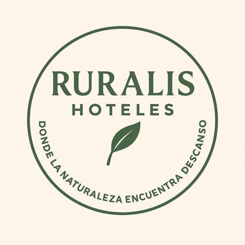 a logo for a hotel with a green leaf in a circle at Ruralis Las Nogalas in Montánchez