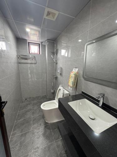 a bathroom with a toilet and a sink at Dũng Đậu Homestay in Hai Phong