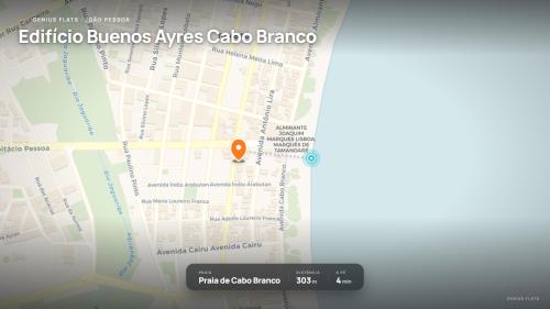 a screenshot of a google map with a marker at Buenos Ayres Cabo Branco Genius Flats in João Pessoa