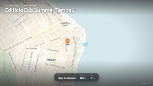 a map with a red marker on it at Eco Summer Tambaú WB Genius Flats in João Pessoa